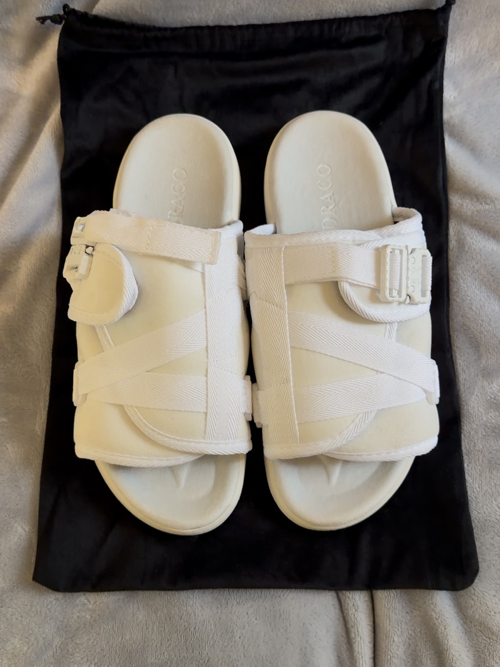 Draco Slides White Size 9-10 Slip On Sandals 100% Authentic